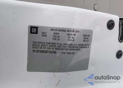 2009 Chevrolet Cobalt Lt из США, поврежденный, VIN 1G1AT58H097184789